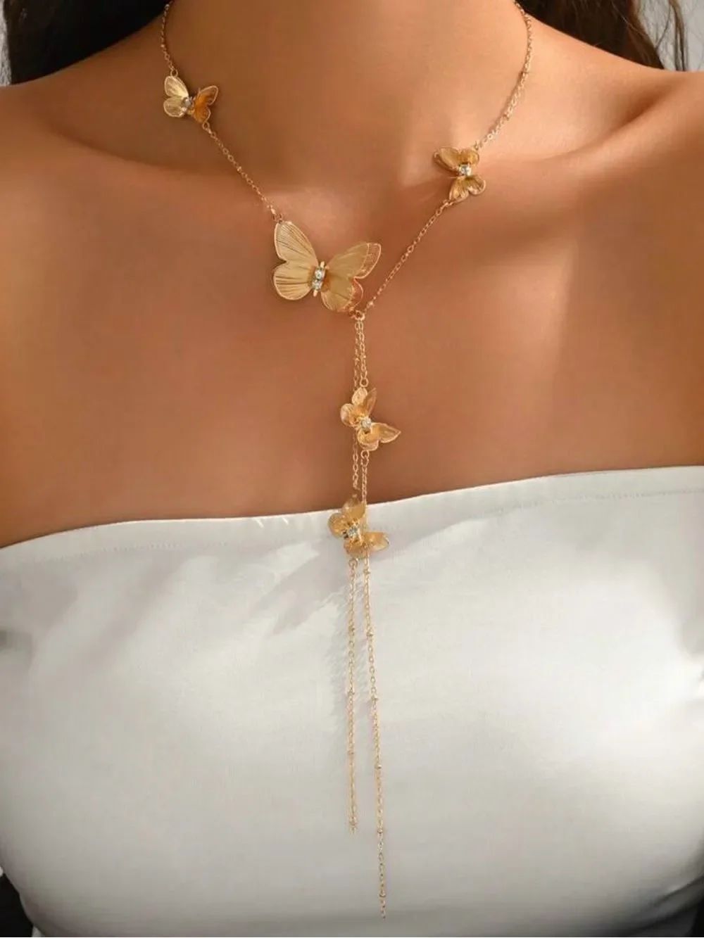 Golden Butterfly y shaped Necklace A2096